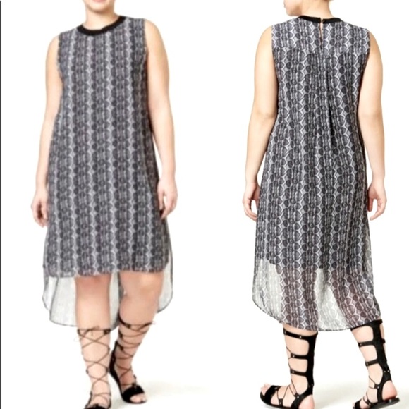 RACHEL Rachel Roy Dresses & Skirts - Rachel Roy Chiffon Shift Snake Print Boho Summer High Low Tunic Dress  size 1X